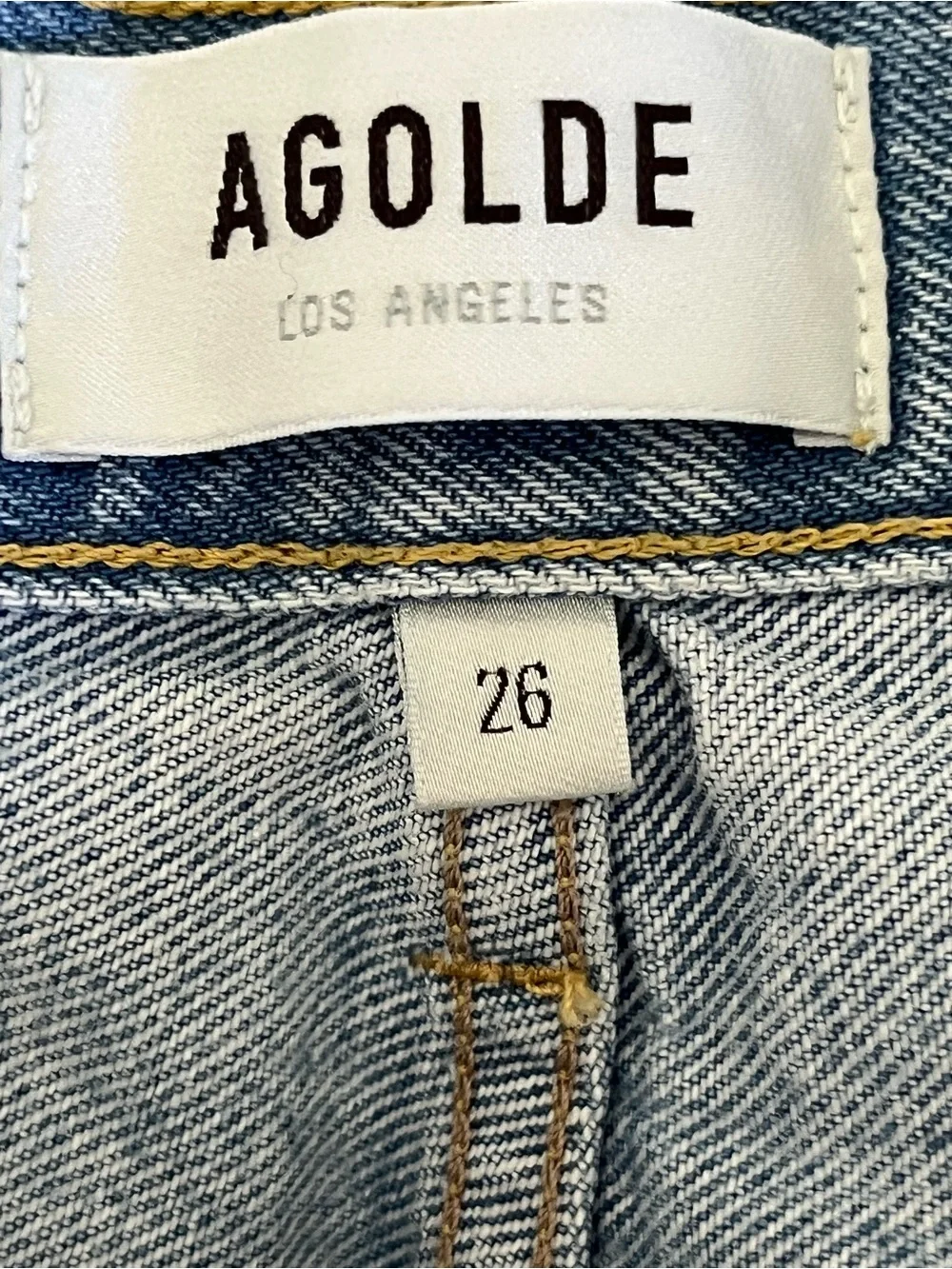 Agolde Parker Long High Waist Cutoff Denim Shorts, Swapmeet, Size 26 Light Wash